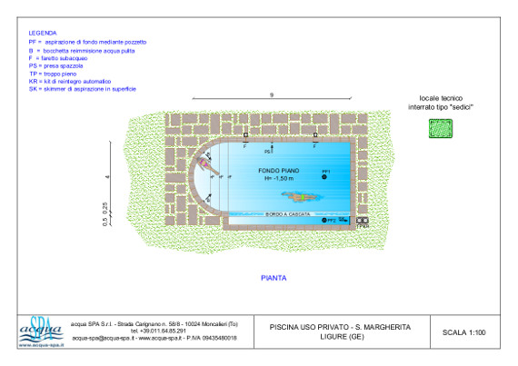 piscina interrata isoblok, forma classica con bordo a cascata e scala romana, piastrelle in pietra, di Acqua SPA®
